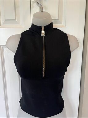 Alice + Olivia Black Sleeveless leighton reversible tank, NWT, gold hardware, S